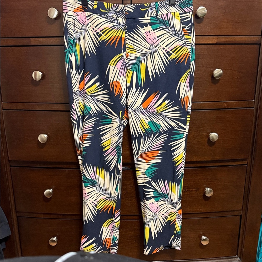 Banana Republic Factory,Avery Straight Ankle Pant. Multicolor Tropical Print.